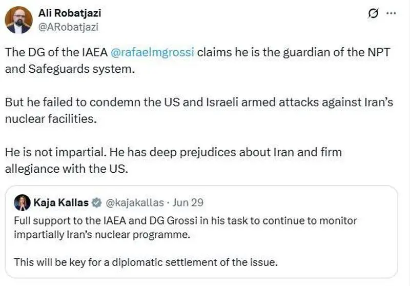 گروسی وفاداری قوی به آمریکا دارد گروسی وفاداری قوی به آمریکا دارد