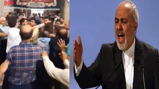 ایجاد تنش در سخنرانی ظریف در کاشان توسط حامیان جلیلی با نمایش پوستر و با هدف اختلال در مراسم!+فیلم