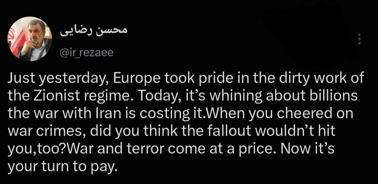 اروپا تاوان حمایت از جنایات اسرائیل و هزینههای جنگ با ایران را میپردازد اروپا تاوان حمایت از جنایات اسرائیل و هزینههای جنگ با ایران را میپردازد