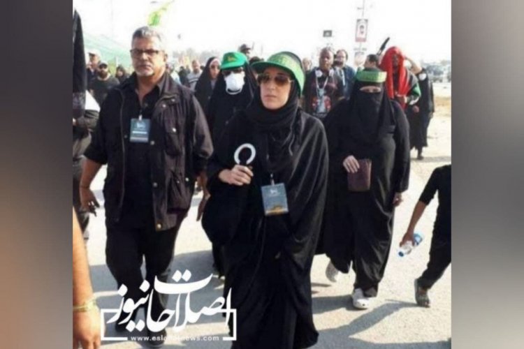 کاترین شکدوم جاسوس اسرائیلی در پیاده روی اربعین با چادر مشکی