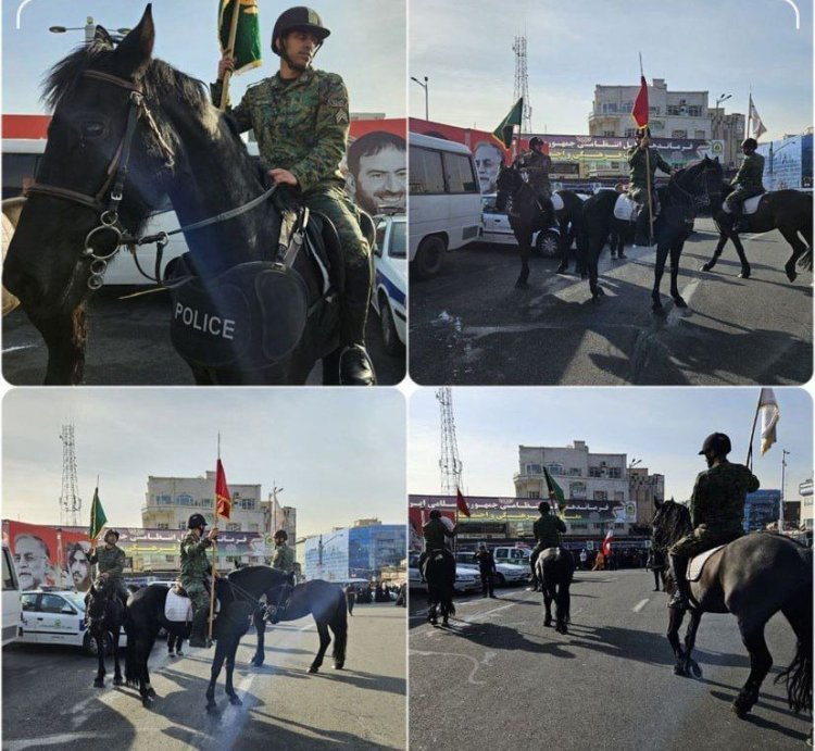 حضور یگان اسب سواران در راهپیمایی ۲۲ بهمن