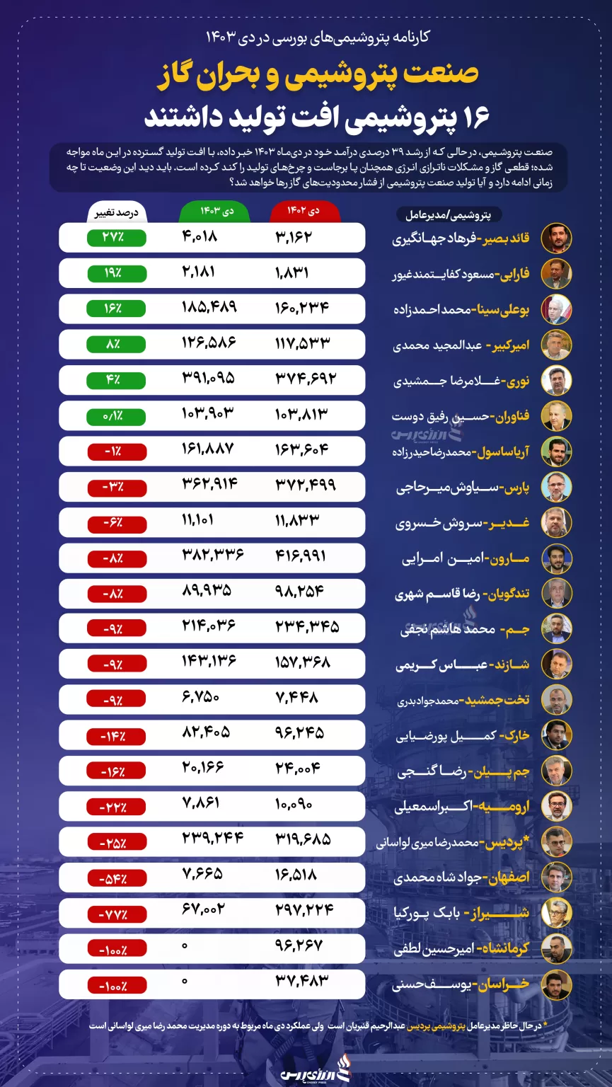 کارنامه پتروشیمی‌های بورسی در دی  ۱۴۰۳